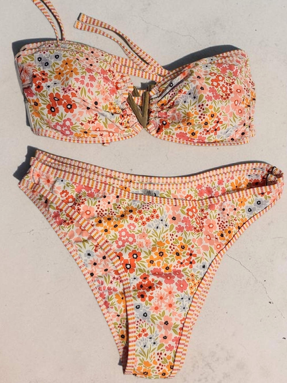 Zaful Floral Bikini Set in Peach, Orange, Yellow and Green